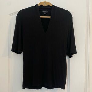 Black Deep V-neck Top